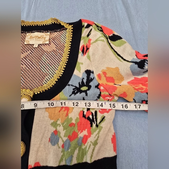 Lia Molly New Orleans Anthropologie floral knit cardigan sweater Size Small - Picture 7 of 10